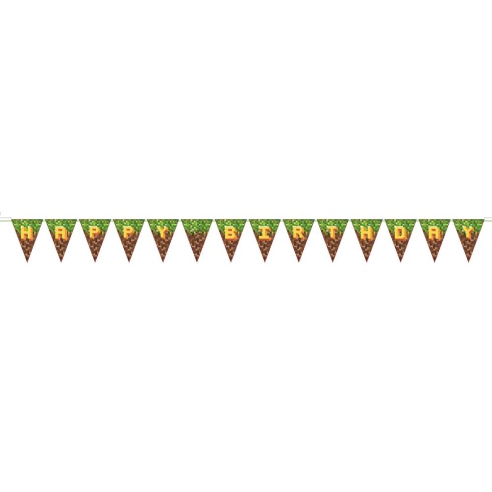 Flaggbanner, pixler - Happy birthday