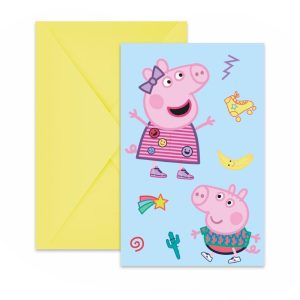Invitasjoner bursdag, Peppa Gris - 6 stk