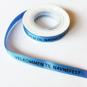 Silkebånd, blå - Velkommen til navnefest - 10m