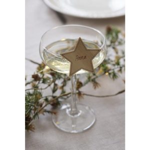 Bordkort med klype, stjerne natur - 6 stk