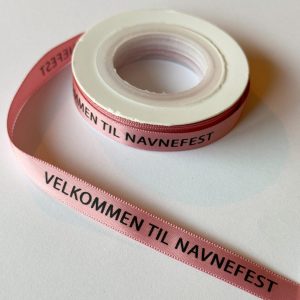 Silkebånd, rosa - Velkommen til navnefest - 10m