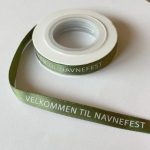 Silkebånd, grønn - Velkommen til navnefest - 10m