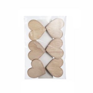 Bordkort med klype, hjerte natur - 6 stk