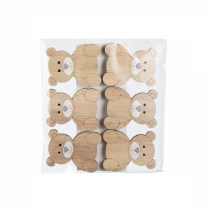 Bordkort med klype, bamse natur - 6 stk