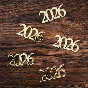 Bordkonfetti speil gull, 2026 - 5 stk