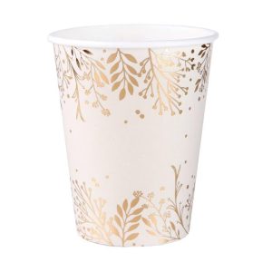 Pappkopper beige og gull, Blader – 10 stk