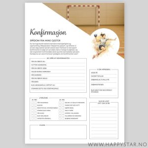 Spådomsark om konfirmanten, håndballjente - 20 stk