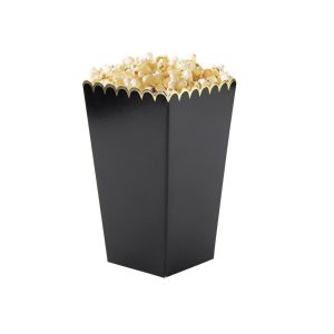 Snacksbokser, svart med gullkant - 8 stk