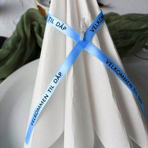 Silkebånd, blå - Velkommen til dåp - 10m