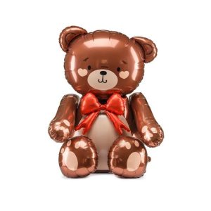 Folieballong, Brun bamse med sløyfe - 84 cm