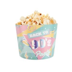 Snacksbeger rund, 90s party - 8 stk