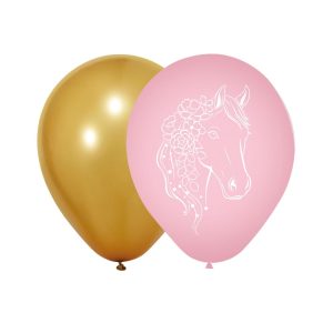 Ballonger hester, gull og rosa - 8 stk