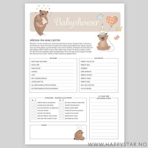 Spådomsark gjettelek Babyshower, beige - 20 stk