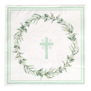 Servietter lunsj, botanisk dus grønn med kors – 16 stk