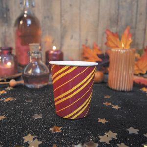 Pappkopper, rød med gule striper - 8 stk