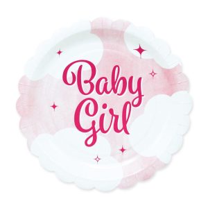 Papptallerkener dus rosa, Baby girl – 8 stk
