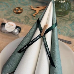 Silkebånd, mørk grønn - Hurra for konfirmanten - 10m