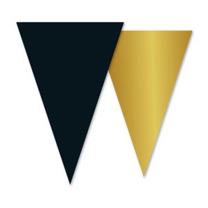 Flaggbanner metallic gull og svart - 10 meter