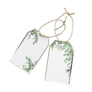 Bordkort med snor, botanisk med gullkant - 10 stk