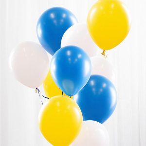 Ballongbukett gul, hvit og blå, gjør det selv – 10 stk