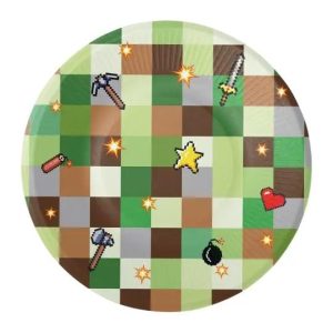 Papptallerkener 18cm, pixel gaming - 8 stk