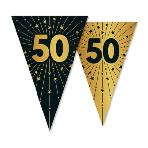 Vimpelbanner gull og svart, 50 år - 10m