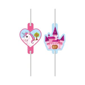 Papirsugerør, Enhjørninger og slott - 4 stk