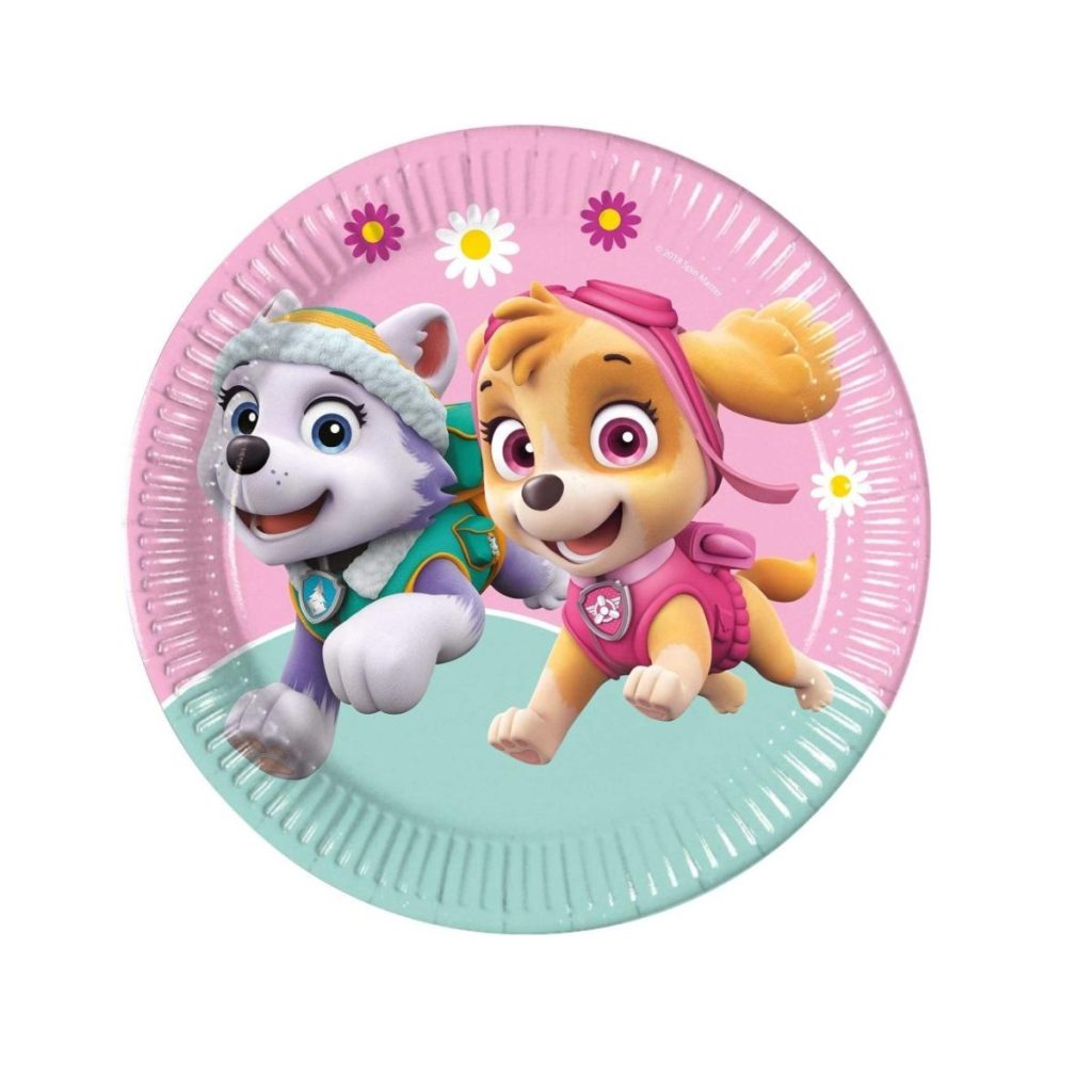 Papptallerkener 23cm, rosa Paw Patrol - 8 stk