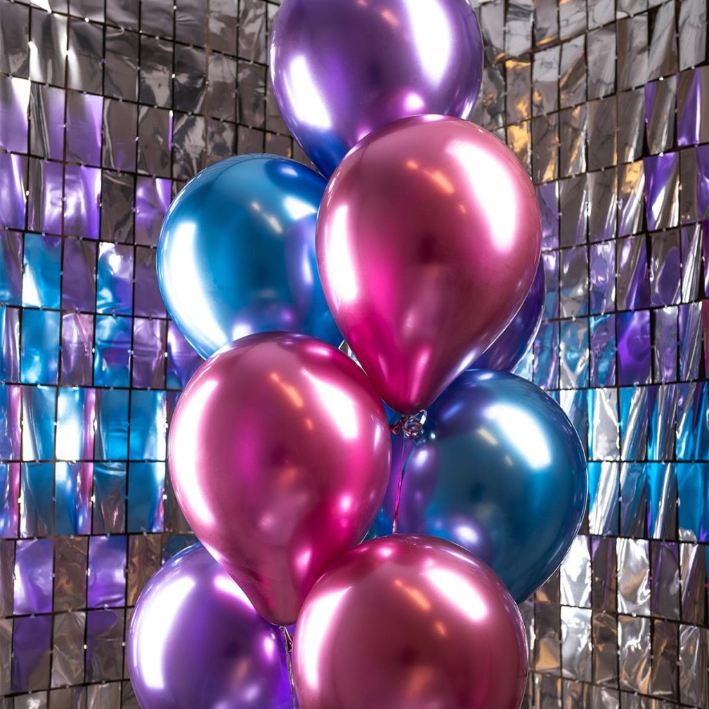 Ballongbukett chrome blå og rosa, gjør det selv – 10 stk