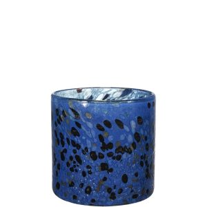 Lyslykt 12x12 cm - Blå spettete