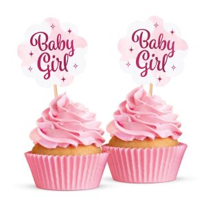 Cupcakepynt, Baby girl - 12 stk