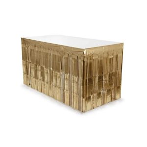 Bordskjørt frynser, matt gull - 300 cm