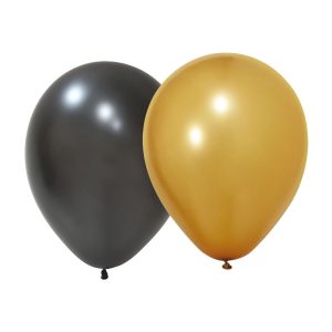 Ballonger, svart og gull – 6 stk
