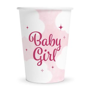 Pappkopper dus rosa, Baby girl – 8 stk