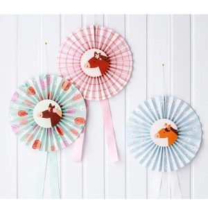 Papirvifter, rosetter hest  – 3 stk