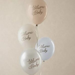 Ballonger natur, Welcome Baby – 6 stk