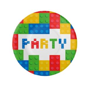 Papptallerkener, Byggeklosser party - 8 stk