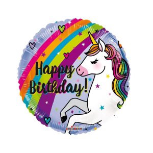 Folieballong, Happy birthday - Enhjørning med regnbue