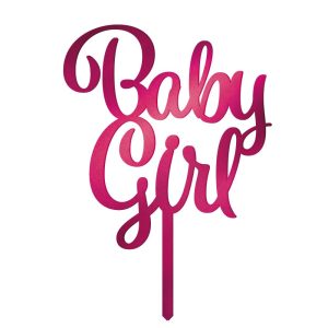 Kakepynt, speil rosa - Baby Girl