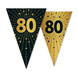 Vimpelbanner gull og svart, 80 år - 10m