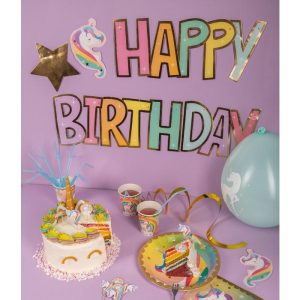 Bokstavbanner, happy birthday - Enhjørning