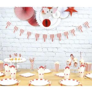 Flaggbanner hvit, rød og gull -  3 meter