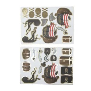 Klistremerker, piratmiks med gulldetaljer - 25 stk