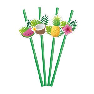 Papirsugerør, grønn tropisk - 6 stk