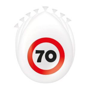 Ballonger hvit med varselskilt, 70 - 8 stk