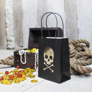 Godteposer, pirat gullhodeskaller - 4 stk