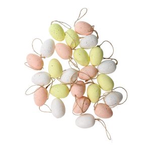 Påskepynt, hengende egg, 5cm pastellmiks - 24 stk