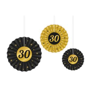 Papirvifter svart og gull, 30år – 3 stk