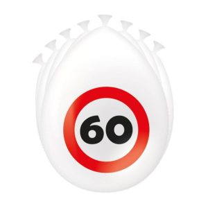 Ballonger hvit med varselskilt, 60 - 8 stk