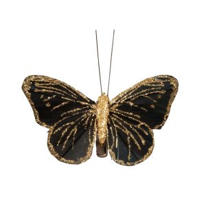 Sommerfugl med klype stor, svart og gull - 2 stk